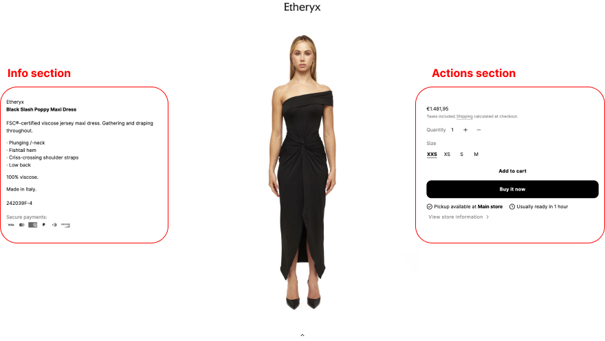 Screenshot of Etheryx product page
